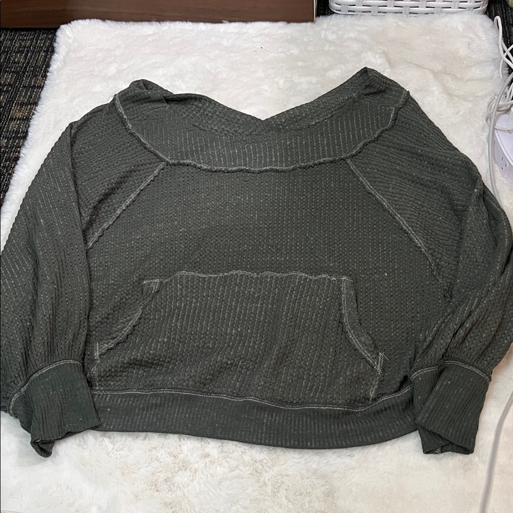 We The Free Dark Olive Cowl Neck Sweater